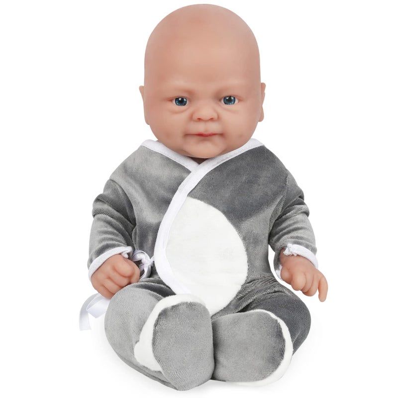 Vollence 14 inch Full Body Silicone Baby Dolls,Not Vinyl Dolls,Soft Realistic Real Silicone Baby Doll Bald, Lifelike Newborn Platinum Silicone Baby Doll - Boy - Image 1